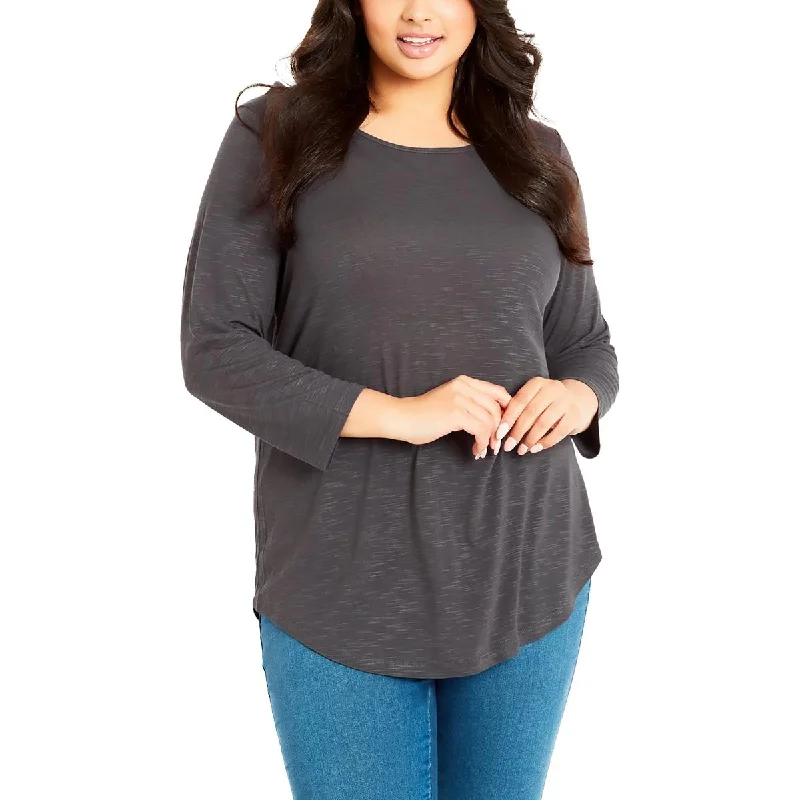 Overstock Sale Evans Womens Plus Wide Neck Slub T-Shirt