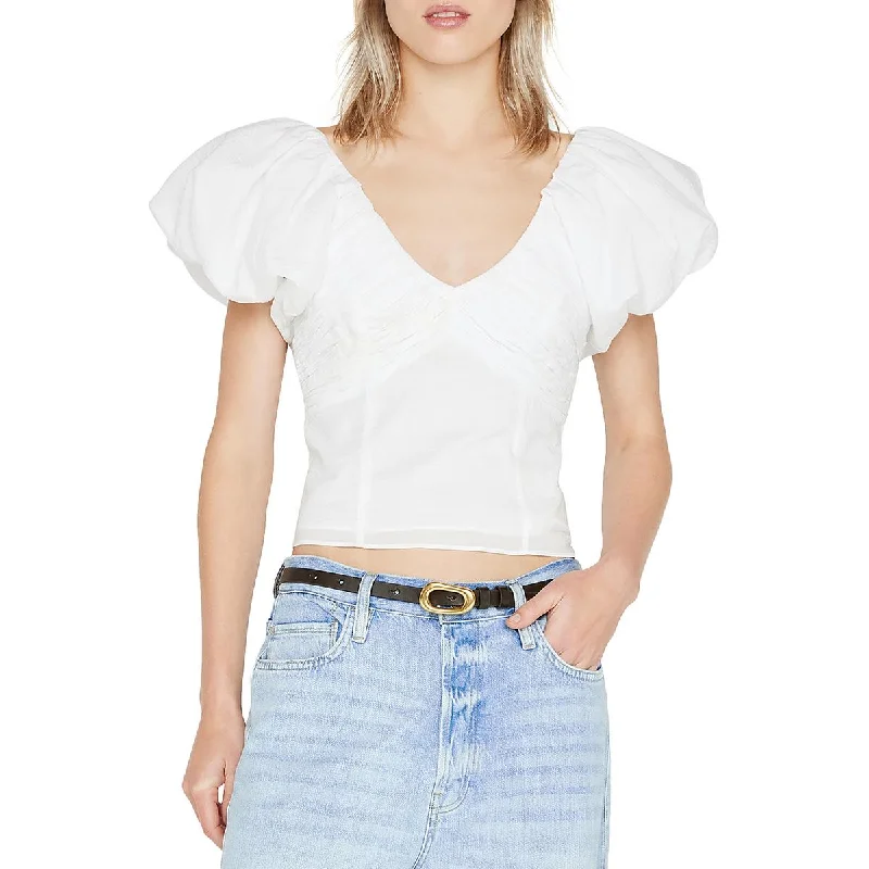 Big Savings FRAME Womens Shutter Pleat Puff Sleeve Cropped
