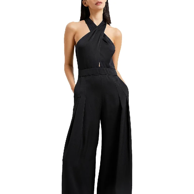Hot Deal French Connection Womens Harlow Satin Halter Jumpsuit