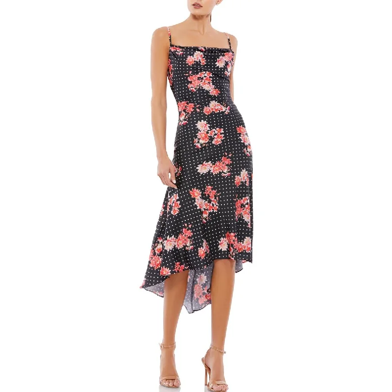 Super Deal Ieena for Mac Duggal Womens Floral Print Hi-Low Midi Dress