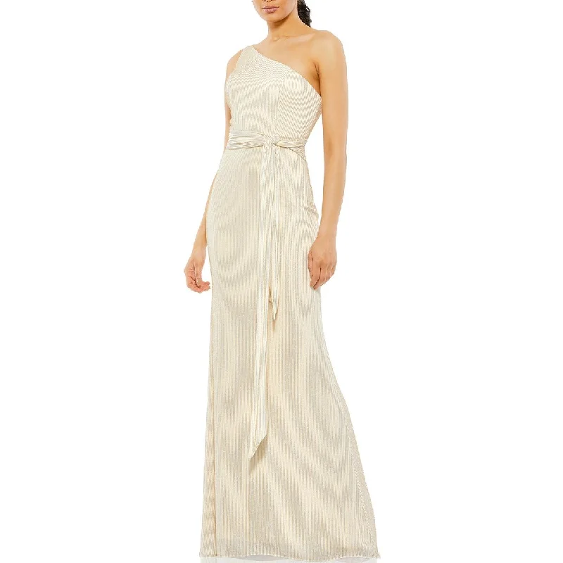 Shop and Save Ieena for Mac Duggal Womens Metallic Long Evening Dress