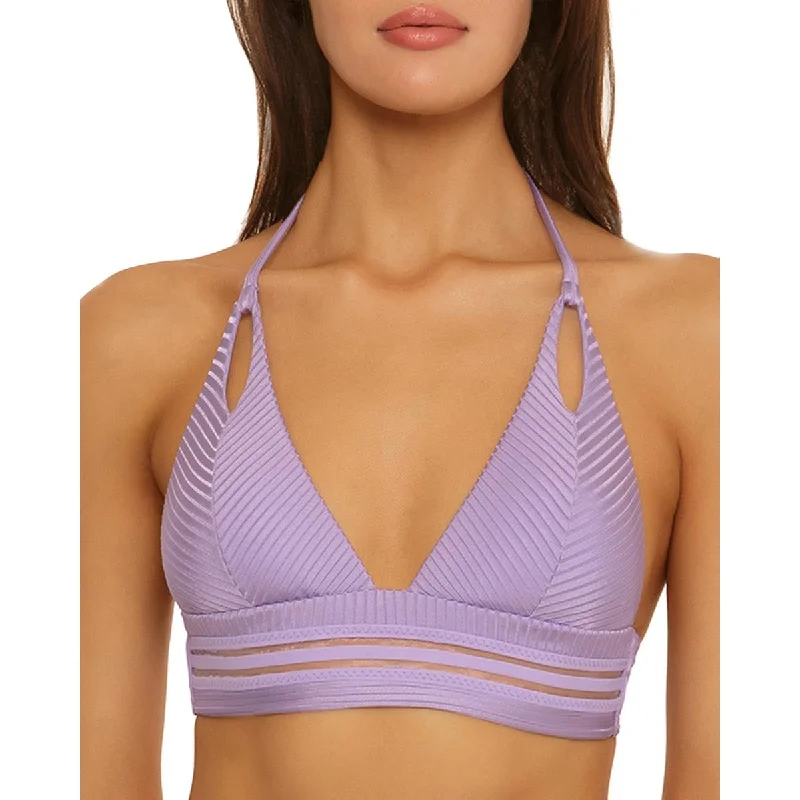 Markdowns Isabella Rose Womens Queensland Halter Top Solid Nylon Bikini Swim top
