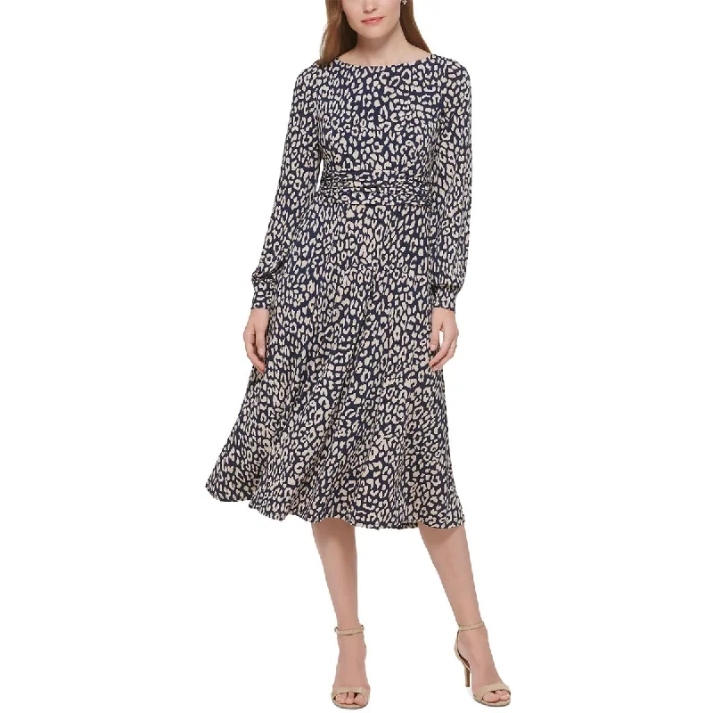YEAR-End Clearance Jessica Howard Womens Leopard Print Ruched Midi Dress