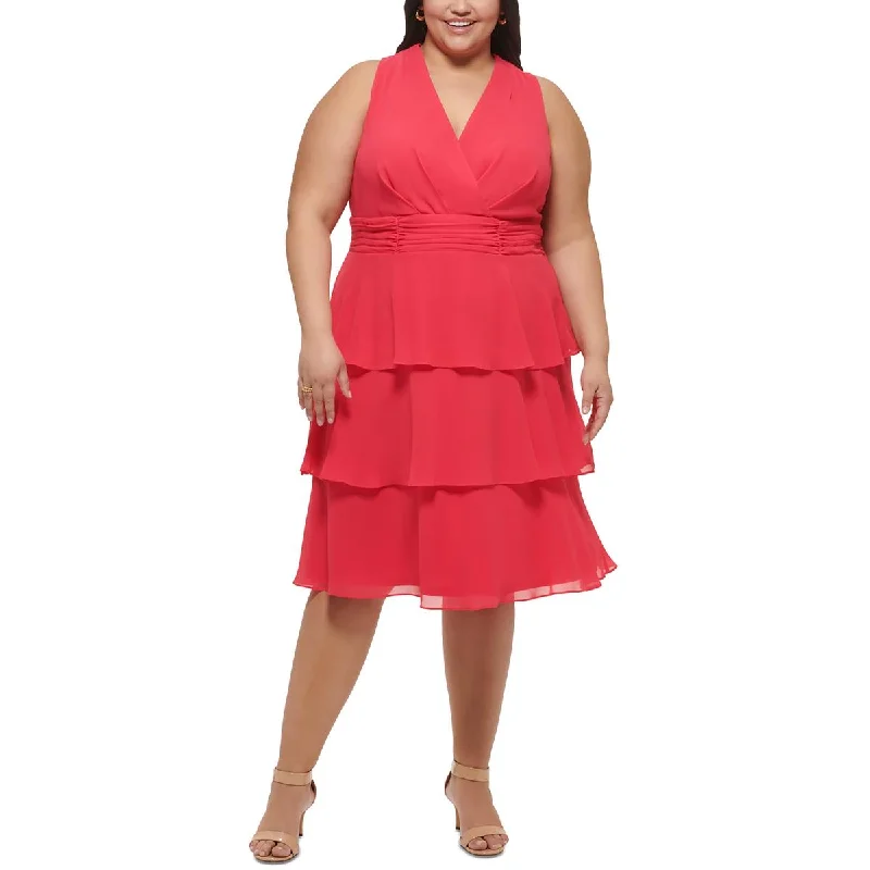 Super Bargain Jessica Howard Womens Plus Chiffon Mid-Calf Midi Dress