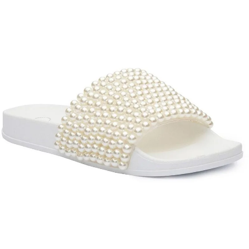 Limited Edition Jessica Simpson Womens Saycie Beaded Pool Slides