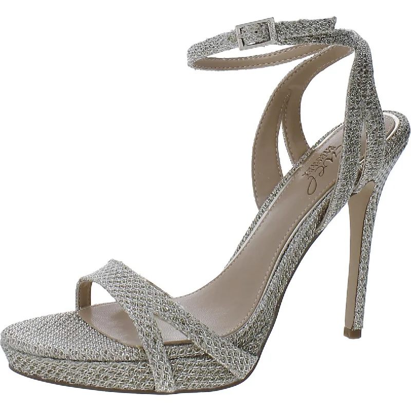 Stock Up and Save Jewel Badgley Mischka Womens Glitter Ankle Strap Slingback Heels