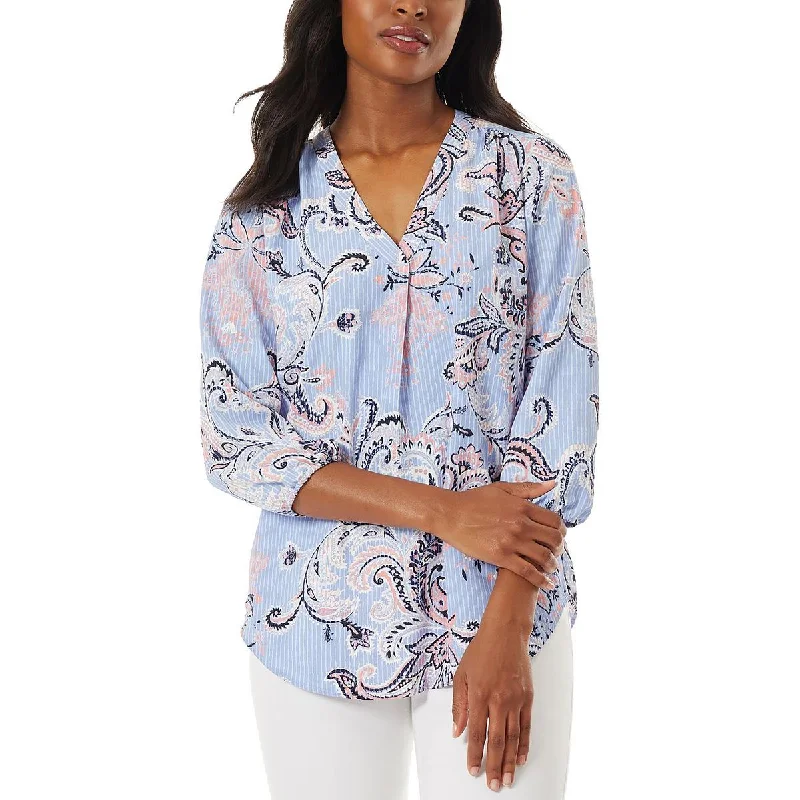 Huge Discounts Jones New York Womens Paisley V-Neck Blouse