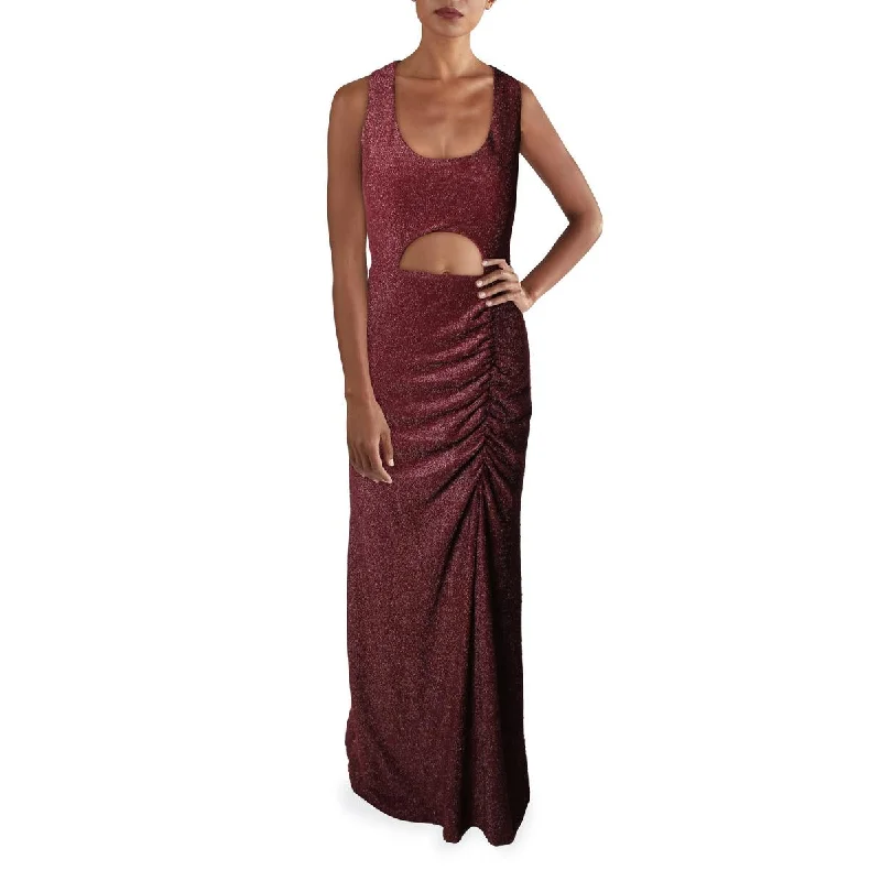 Limited Availability Jump Apparel Womens Juniors Open Midriff Metallic Evening Dress