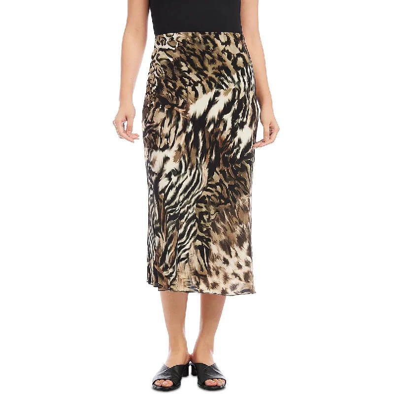 Now or Never Karen Kane Womens Midi Animal Print Midi Skirt