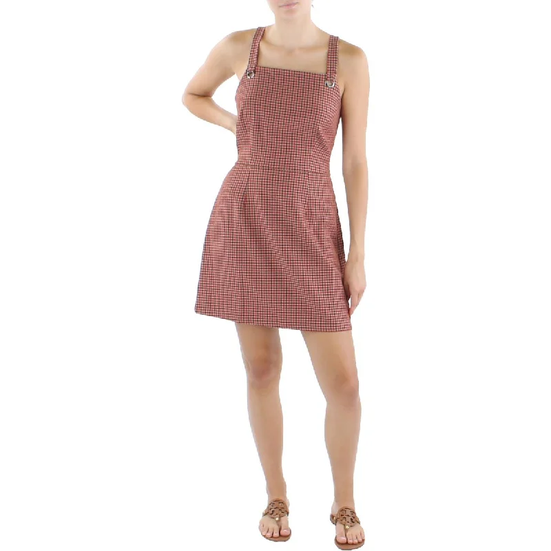 Today Only Kingston Grey Womens Juniors Checkered Overalls Mini Dress