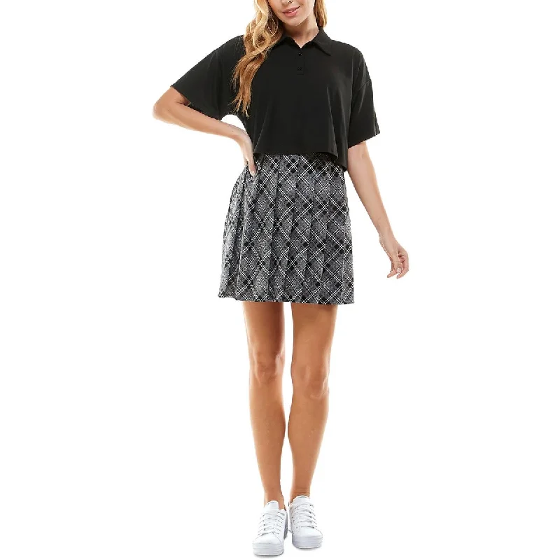 Warehouse Sale Kingston Grey Womens Juniors Knit Plaid Two Piece Dress