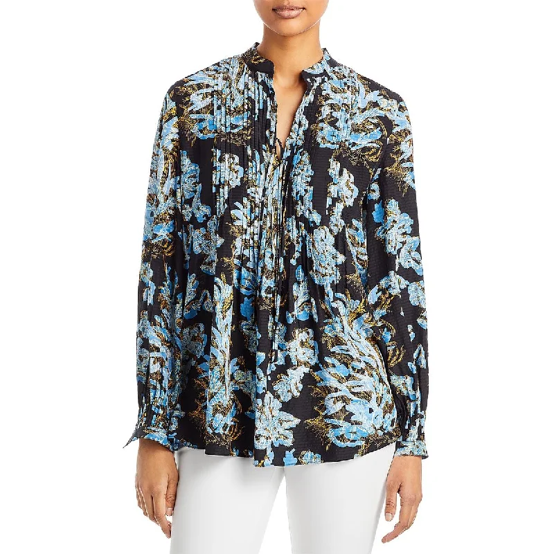 Price Cut Lafayette 148 New York Womens Pintuck Floral Print Blouse
