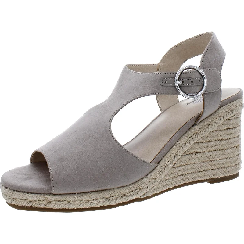 Final Markdown LifeStride Womens Tersa Faux Suede Ankle Strap Wedge Heels