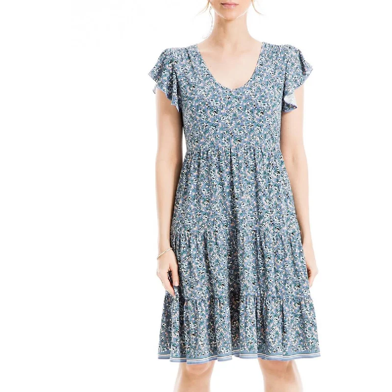 Price Rollback Max Studio Womens Floral Tiered Mini Dress