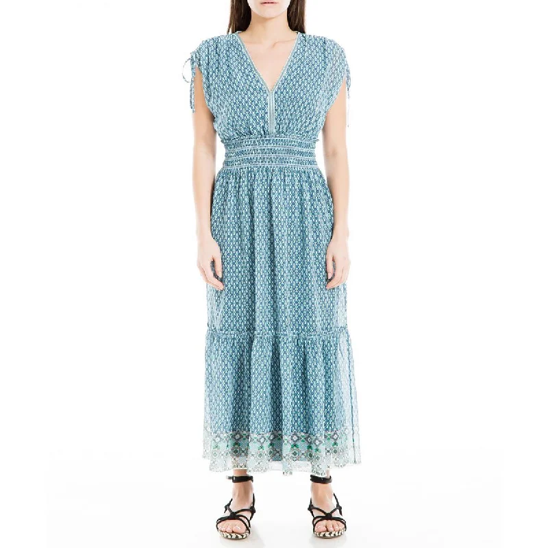 Quick Sale Max Studio Womens Smocked Tiered Midi Dress