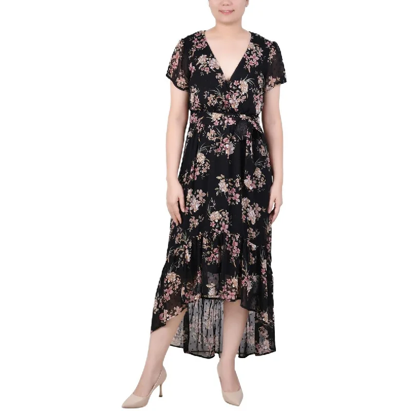 Customer Appreciation Sale NY Collection Womens Petites Chiffon Hi-Low Midi Dress