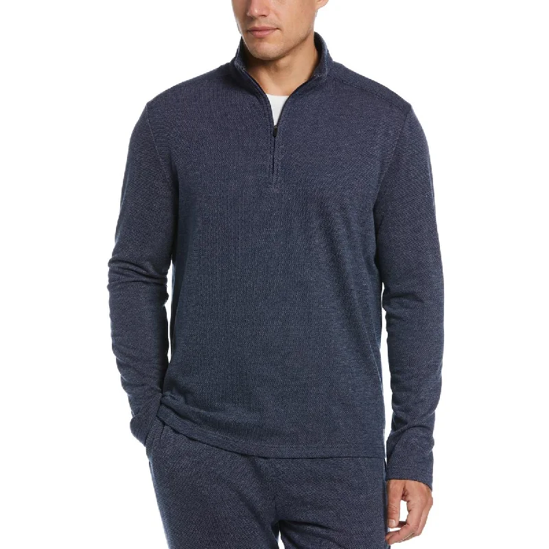 Act Now Perry Ellis Portfolio Mens Plus Textured-Knit 1/4 Zip Pajama Top