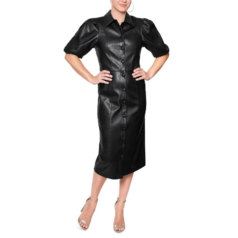 Instant Discount Rachel Rachel Roy Womens Faux Leather Midi Dress