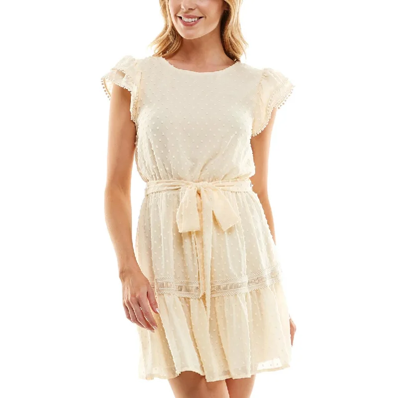 Huge Discounts Speechless Womens Clip Dot Picot Trim Mini Dress