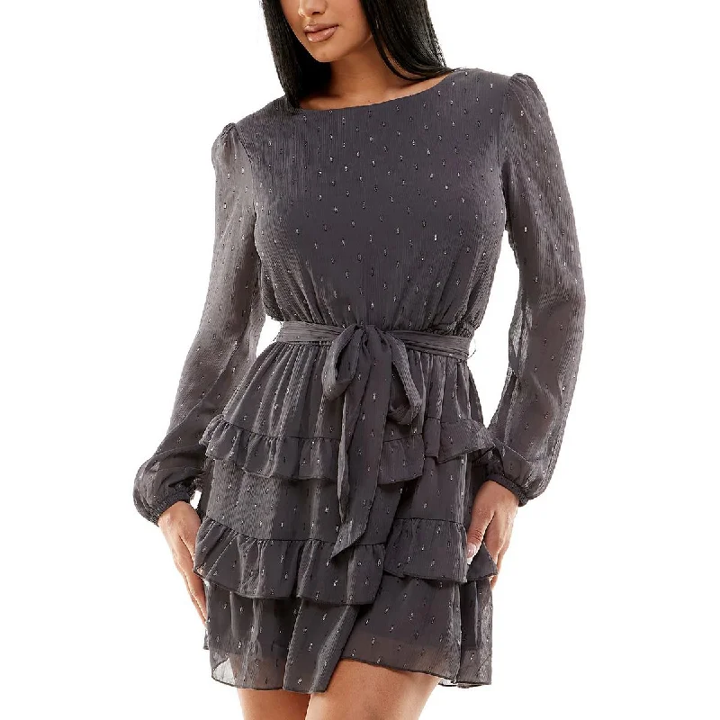 Referral Discount Speechless Womens Juniors Metallic Short Mini Dress