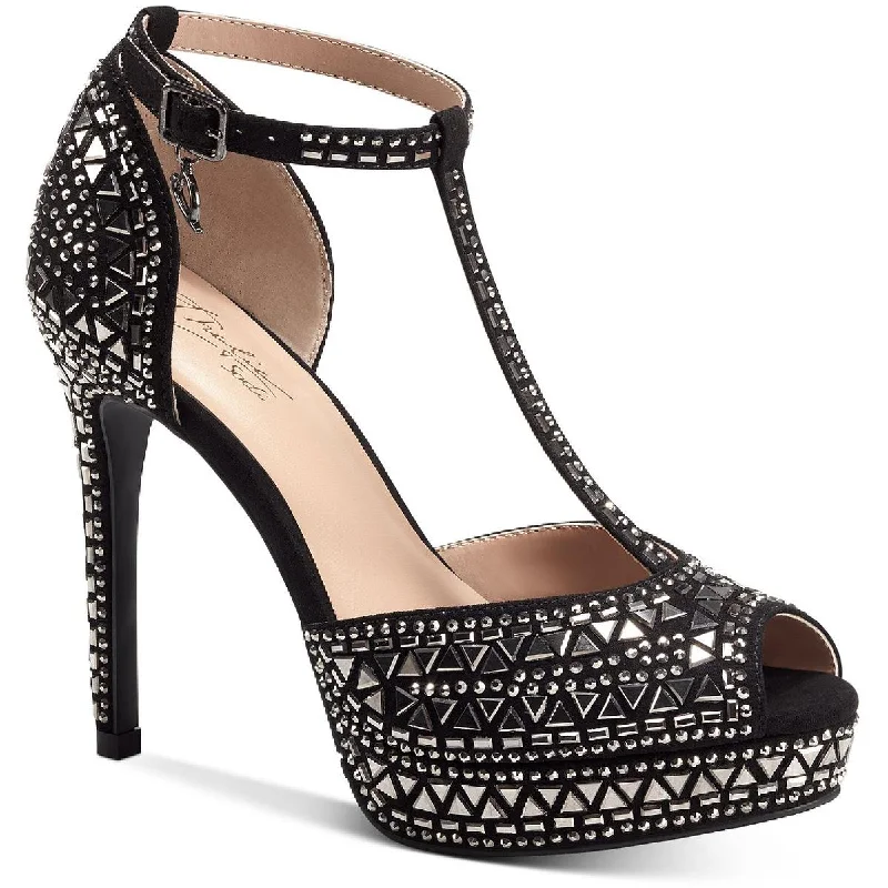 Deal Alert Thalia Sodi Womens Chace Rhinestone Peep Toe Pumps