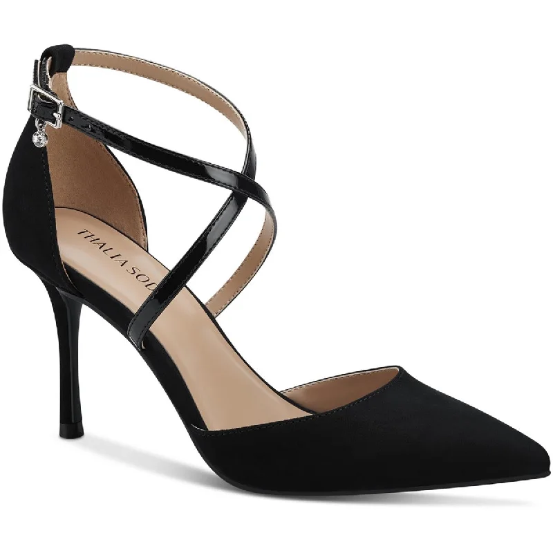 Savings Alert Thalia Sodi Womens Valencia Faux Suede Ankle Strap Pumps