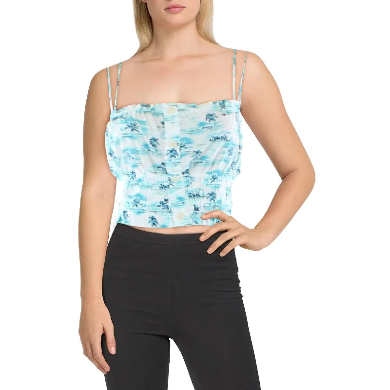 Final Sale Tommy Jeans Womens Printed Smocked Tank Top