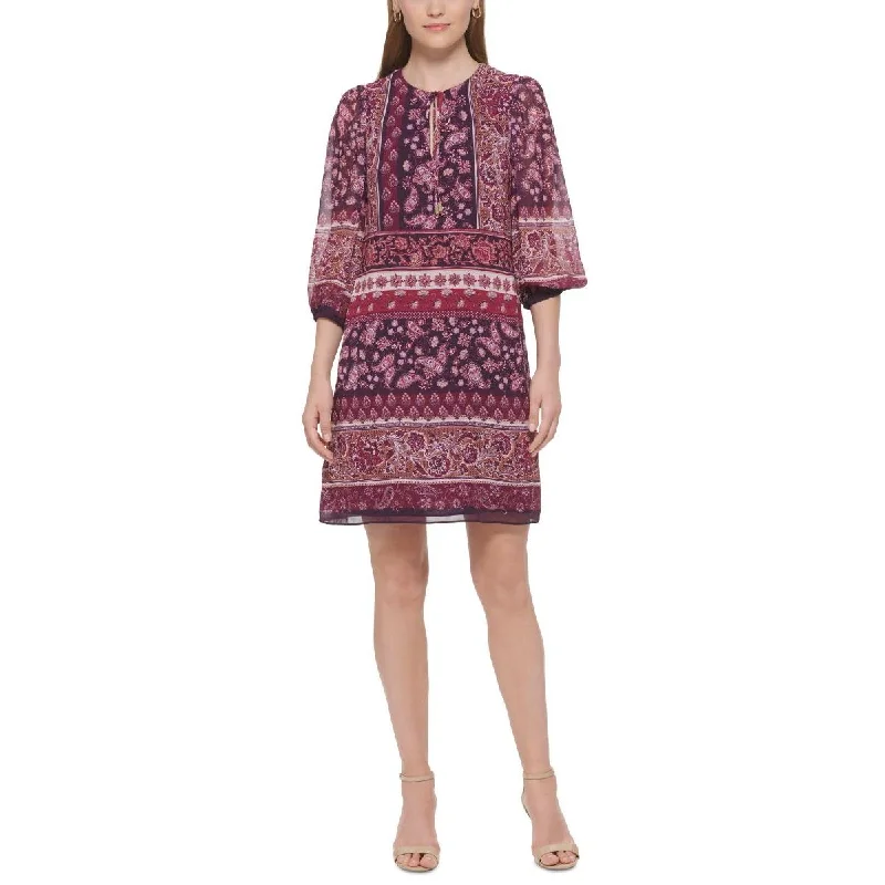 Exclusive Access Vince Camuto Womens Chiffon Tie Neck Shift Dress