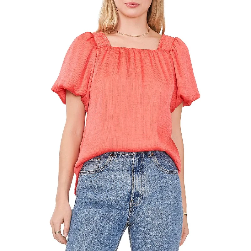 Don't Wait Vince Camuto Womens Shimmer Square Neck Blouse