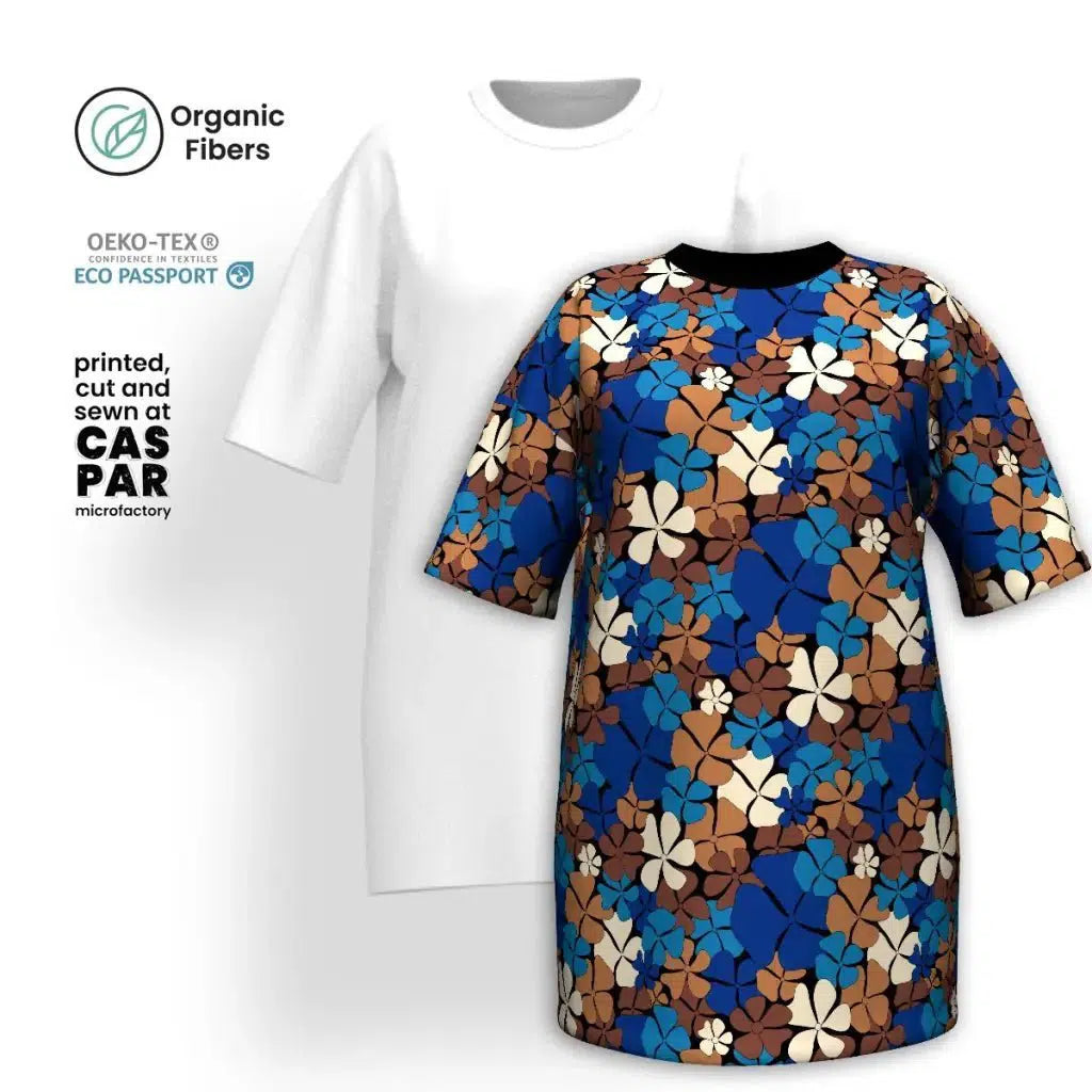 Reduced Prices ADELIE blue brown - T-shirt dress (organic cotton)