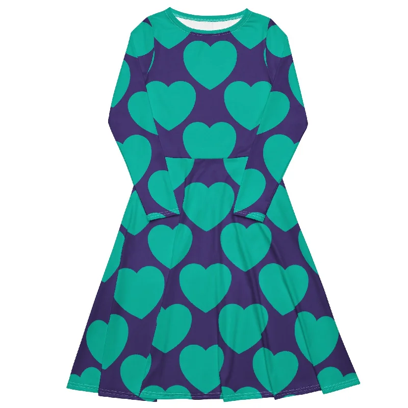 Limited Time ELLIE LOVE mint purple - Midi dress with long sleeves and pockets
