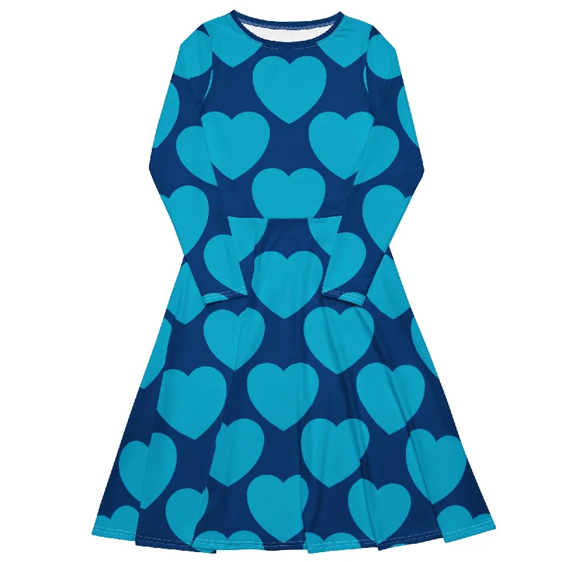 Final Sale ELLIE LOVE blues - Midi dress with long sleeves and pockets