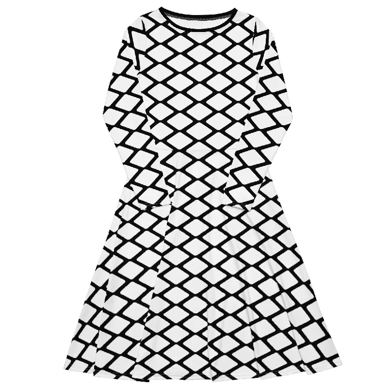 Best Deals SHALMIAKKI white - Midi dress with long sleeves and pockets