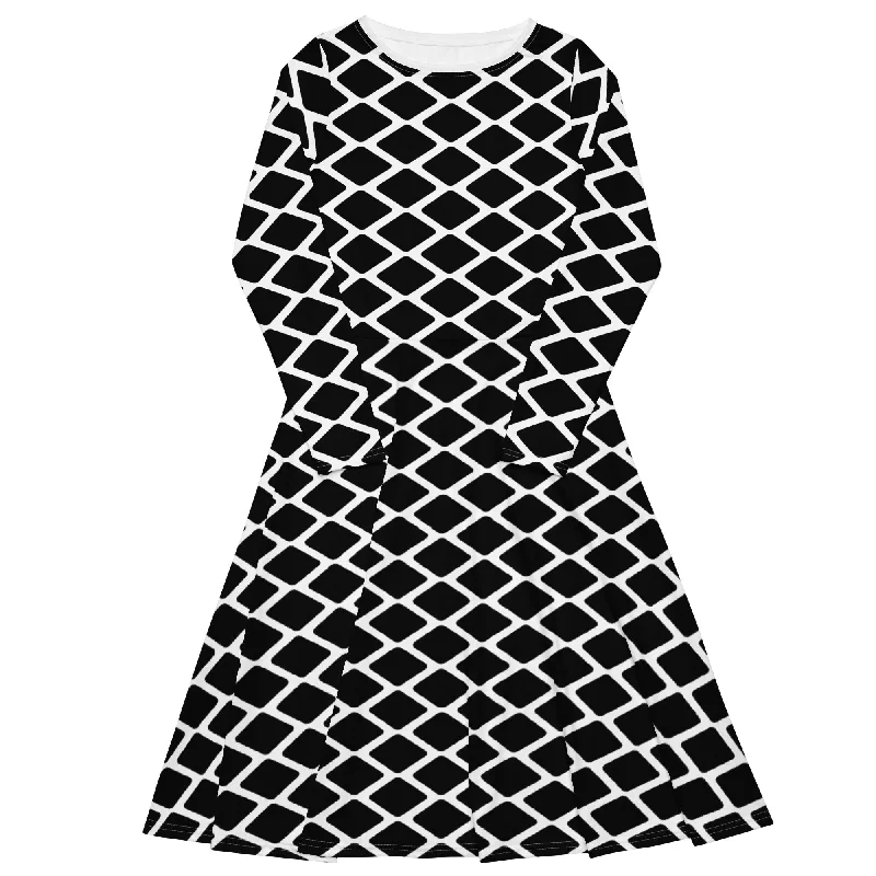 Can't Be Beat SHALMIAKKI black - Midi dress with long sleeves and pockets