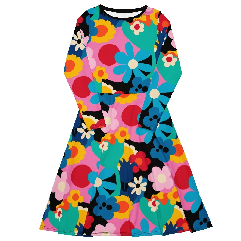 Special Price FLORALEI - Midi dress with long sleeves and pockets