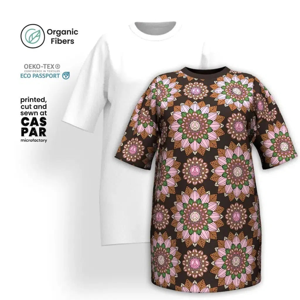 Today’s Deal BLOOM WITH PEACE pink brown - T-shirt dress (organic cotton)