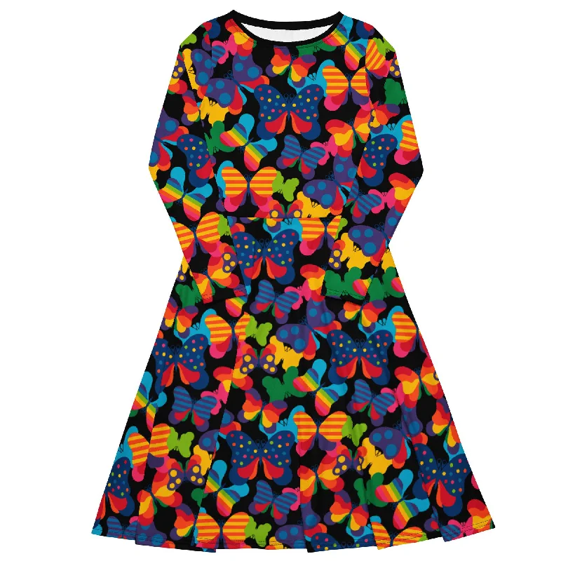 Extra Savings FLYRAVE black - Midi dress with long sleeves and pockets