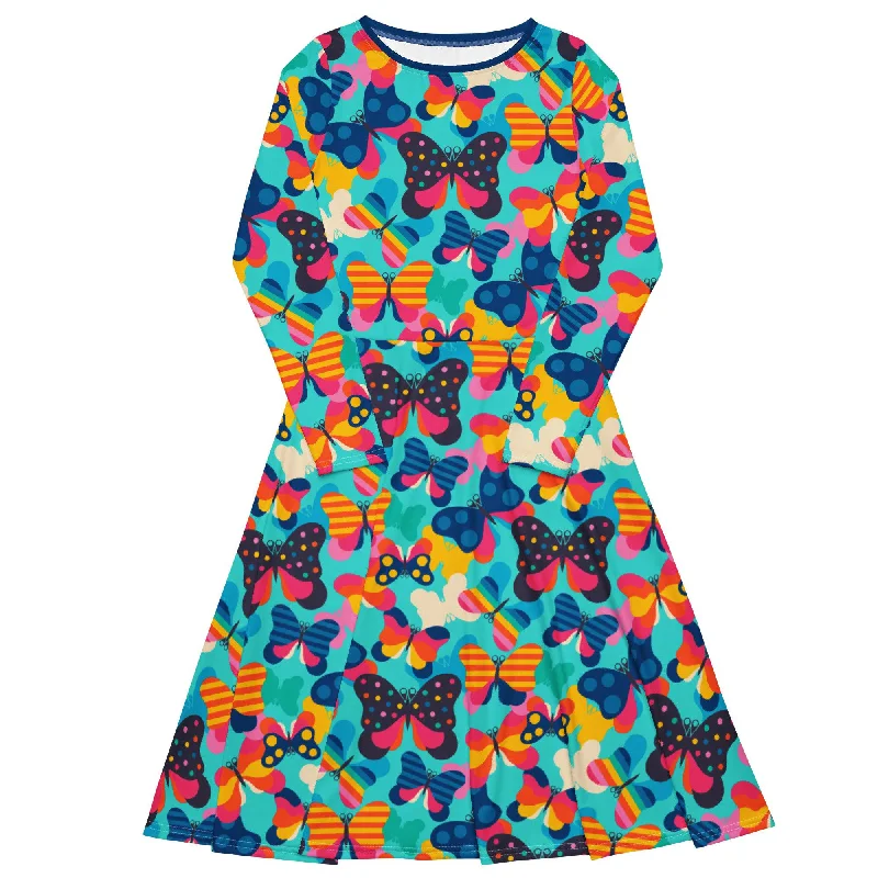 Massive Deals FLYRAVE turquoise - Midi dress with long sleeves and pockets