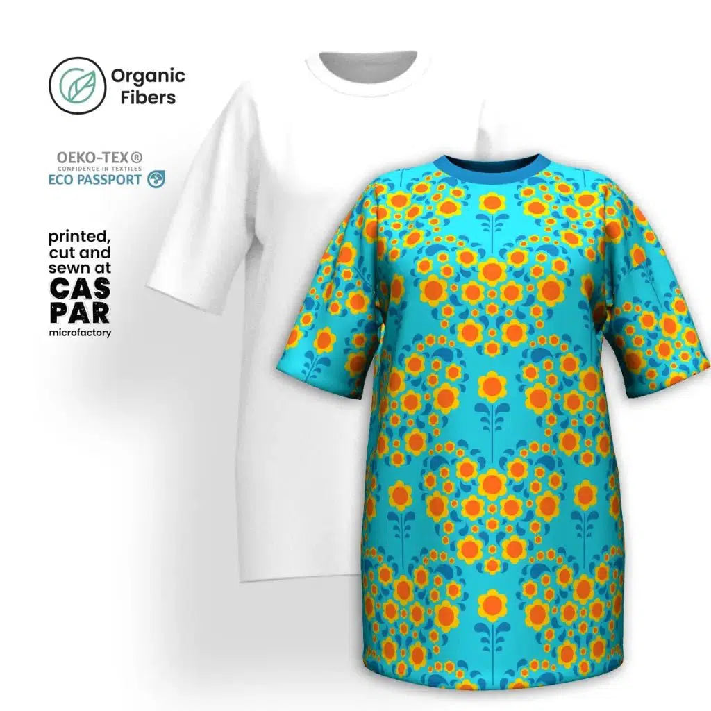 Act Now HEARTBEAT orange blue - T-shirt dress (organic cotton)