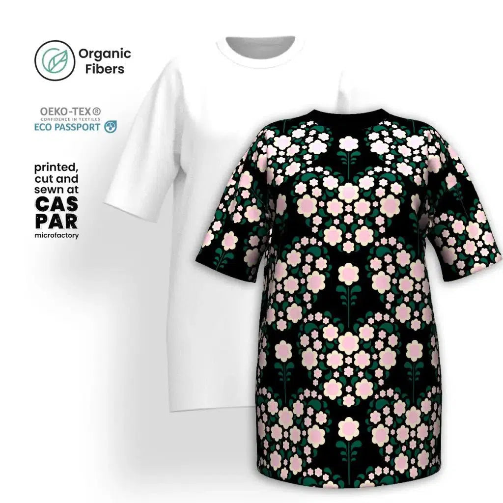 Deal of the Week HEARTBEAT pink black - T-shirt dress (organic cotton)