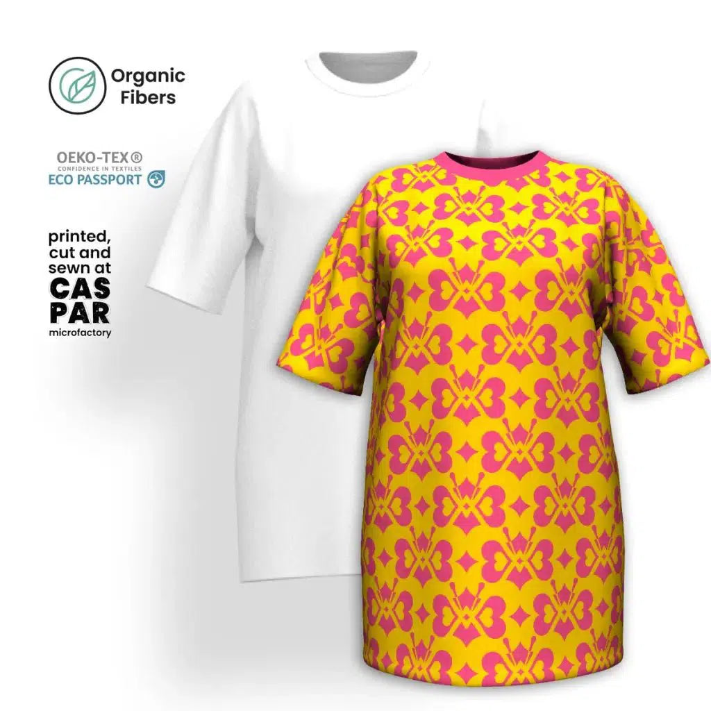 Exclusive Savings LOVE BUTTERFLY yellow pink - T-shirt dress (organic cotton)