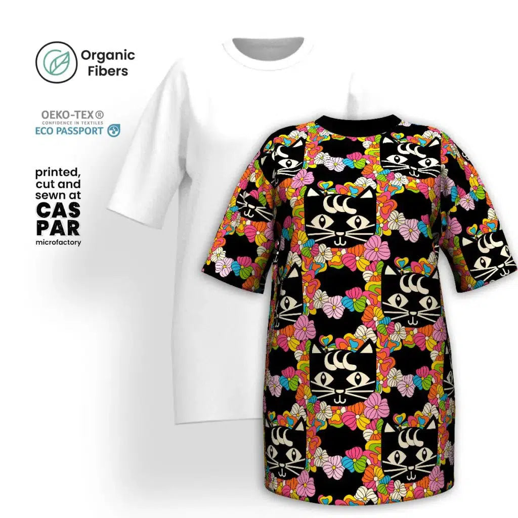 Markdowns MAGICAT black - T-shirt dress (organic cotton) with black cats