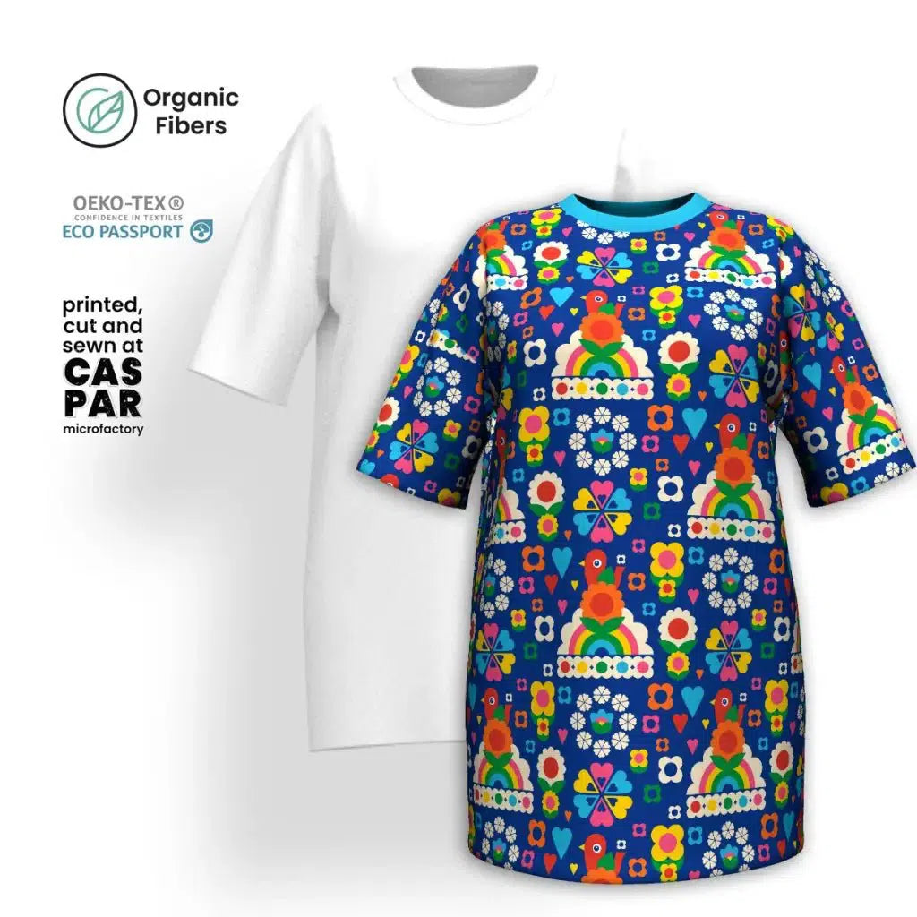 Early Access OLD BIRDIE blue - T-shirt dress (organic cotton)
