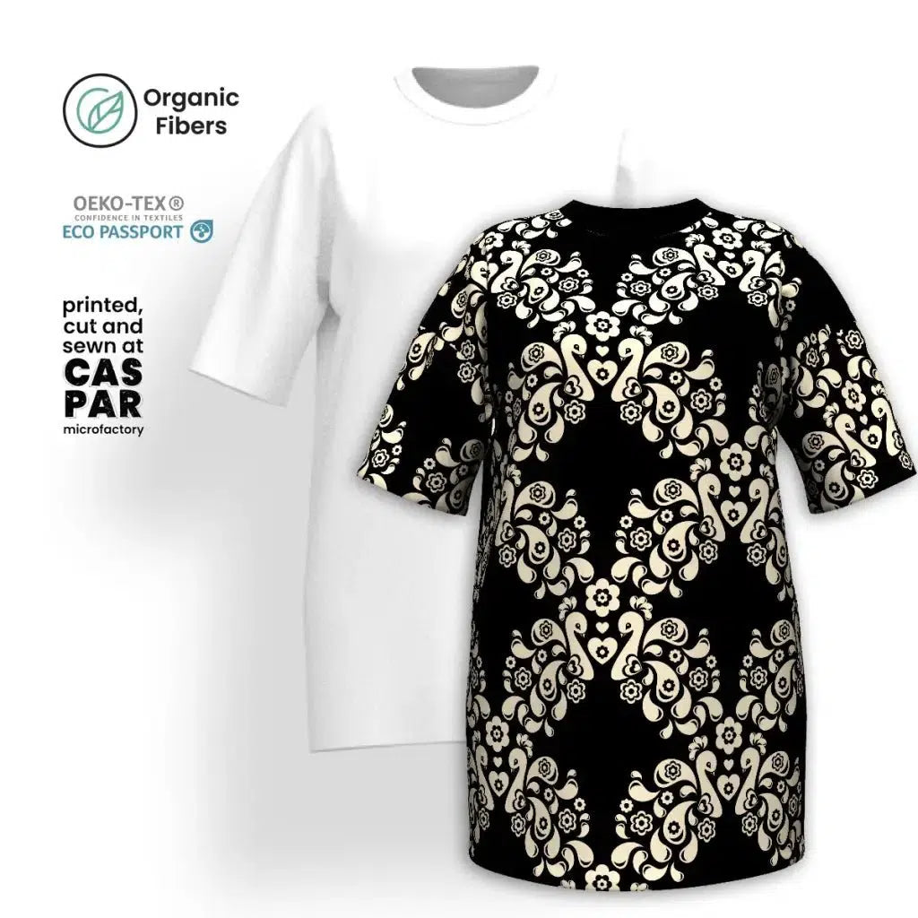 Big Discounts PEACOCK LOVE black - T-shirt dress (organic cotton)