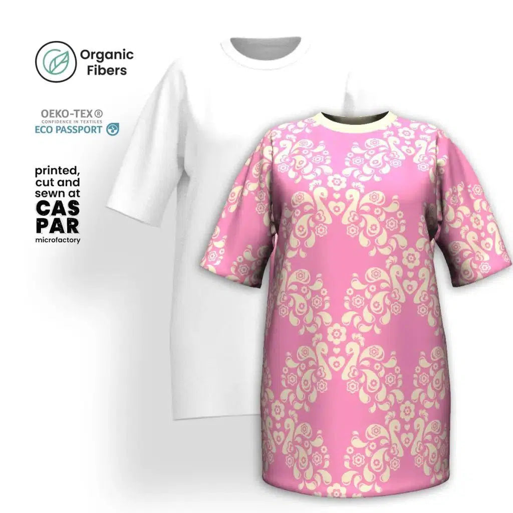 Act Fast PEACOCK LOVE pink - T-shirt dress (organic cotton)