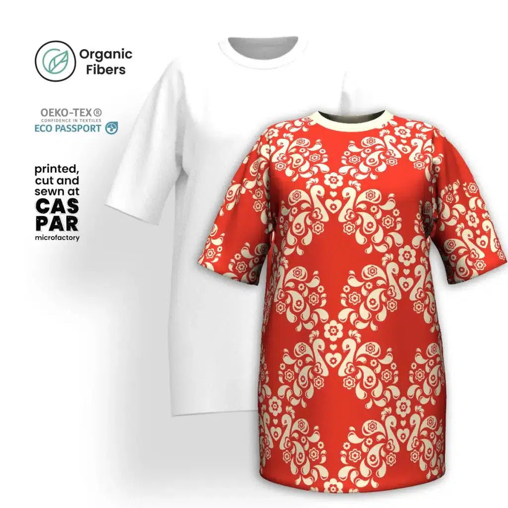 Today's Special PEACOCK LOVE red - T-shirt dress (organic cotton)