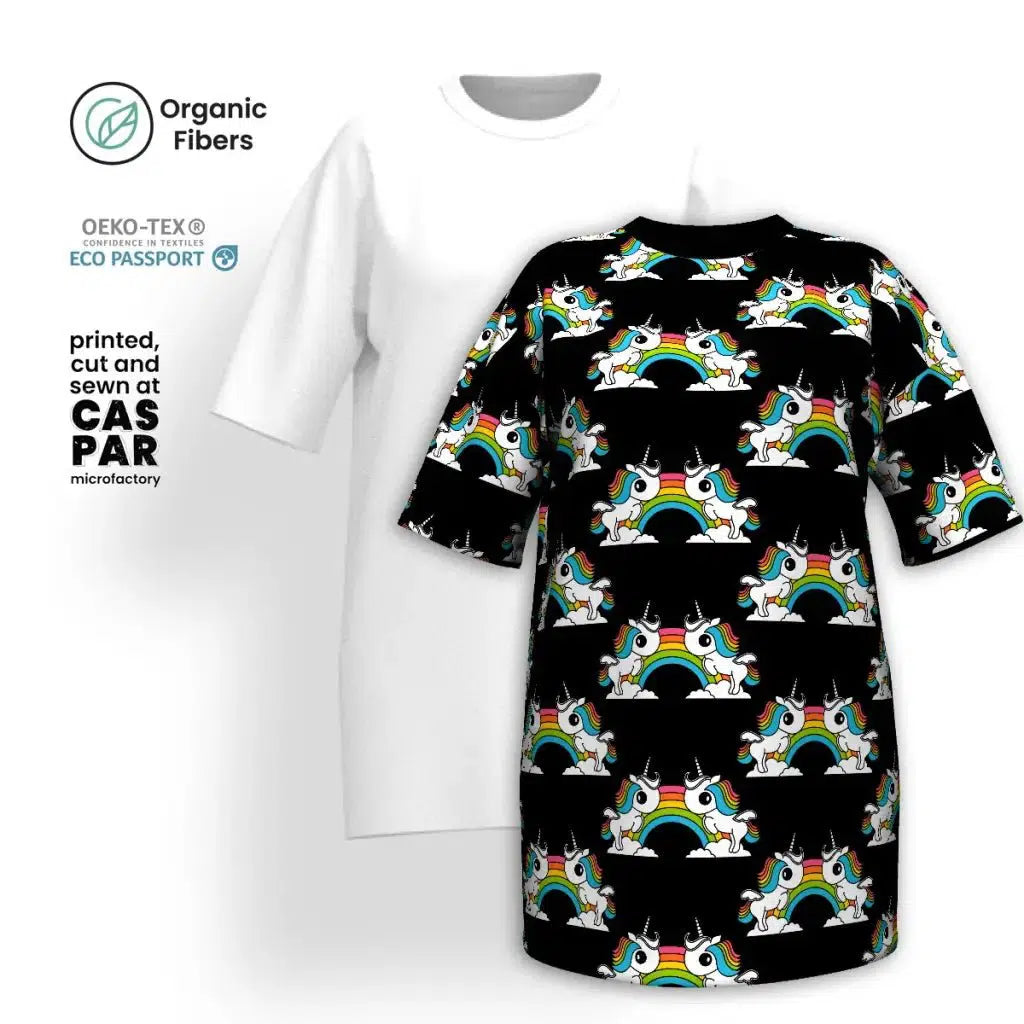 Extra Discounts UNIQUE black - T-shirt dress (organic cotton) with unicorns and rainbows Extra Discounts UNIQUE black - T-shirt dress (organic cotton) with unicorns and rainbows