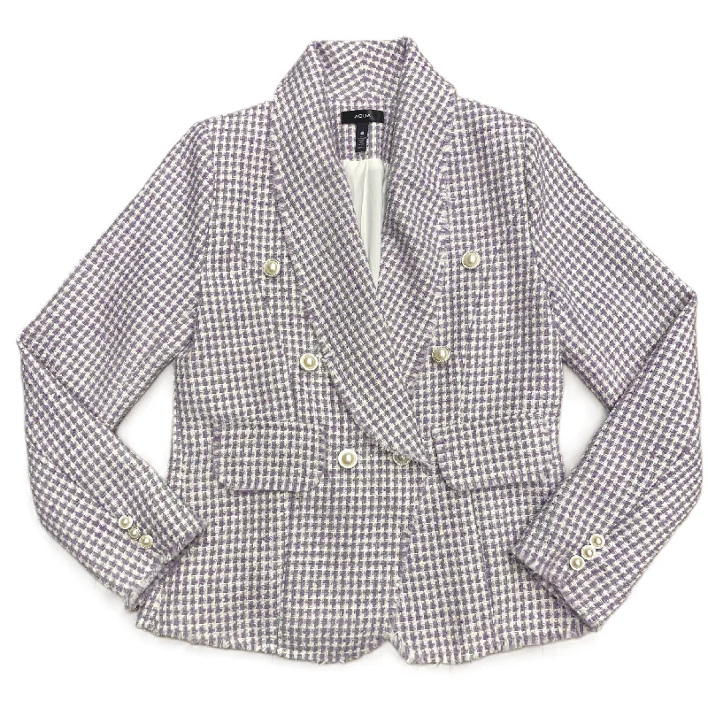 Super Bargain Blazer By Aqua In Purple & White, Size: M