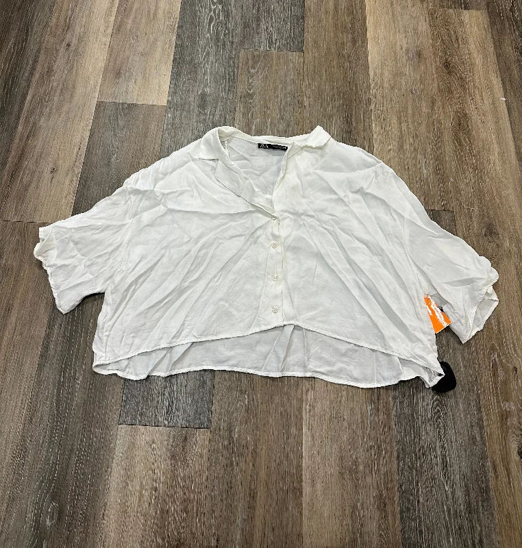 Sale Event Blouse Short Sleeve By Zara In White, Size: S