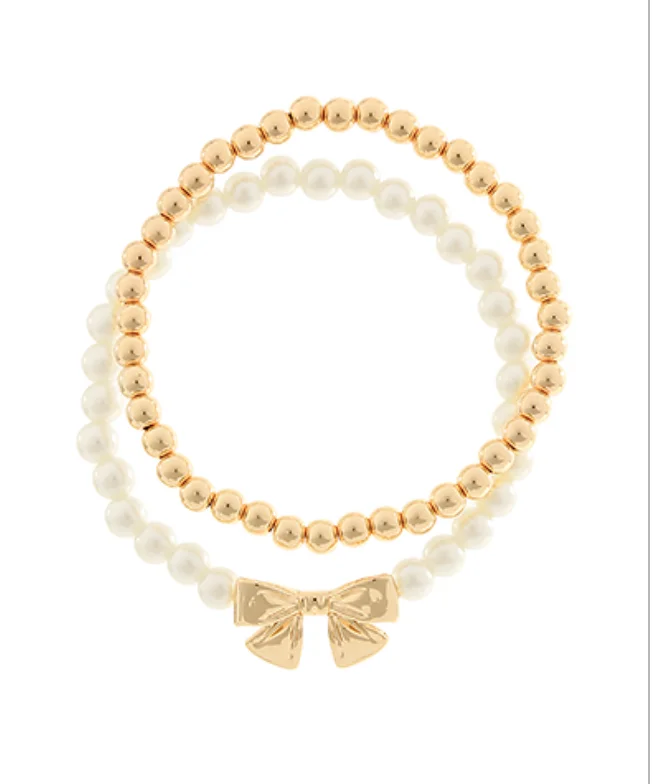 Fantastic Offers Bow Pearl Beaded Bracelet Set